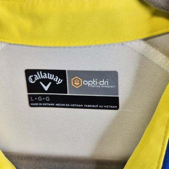 Callaway Shirt Mens Large White Striped Sleeves Opti Dri Wicking Golf Golfing - Picture 10 of 13